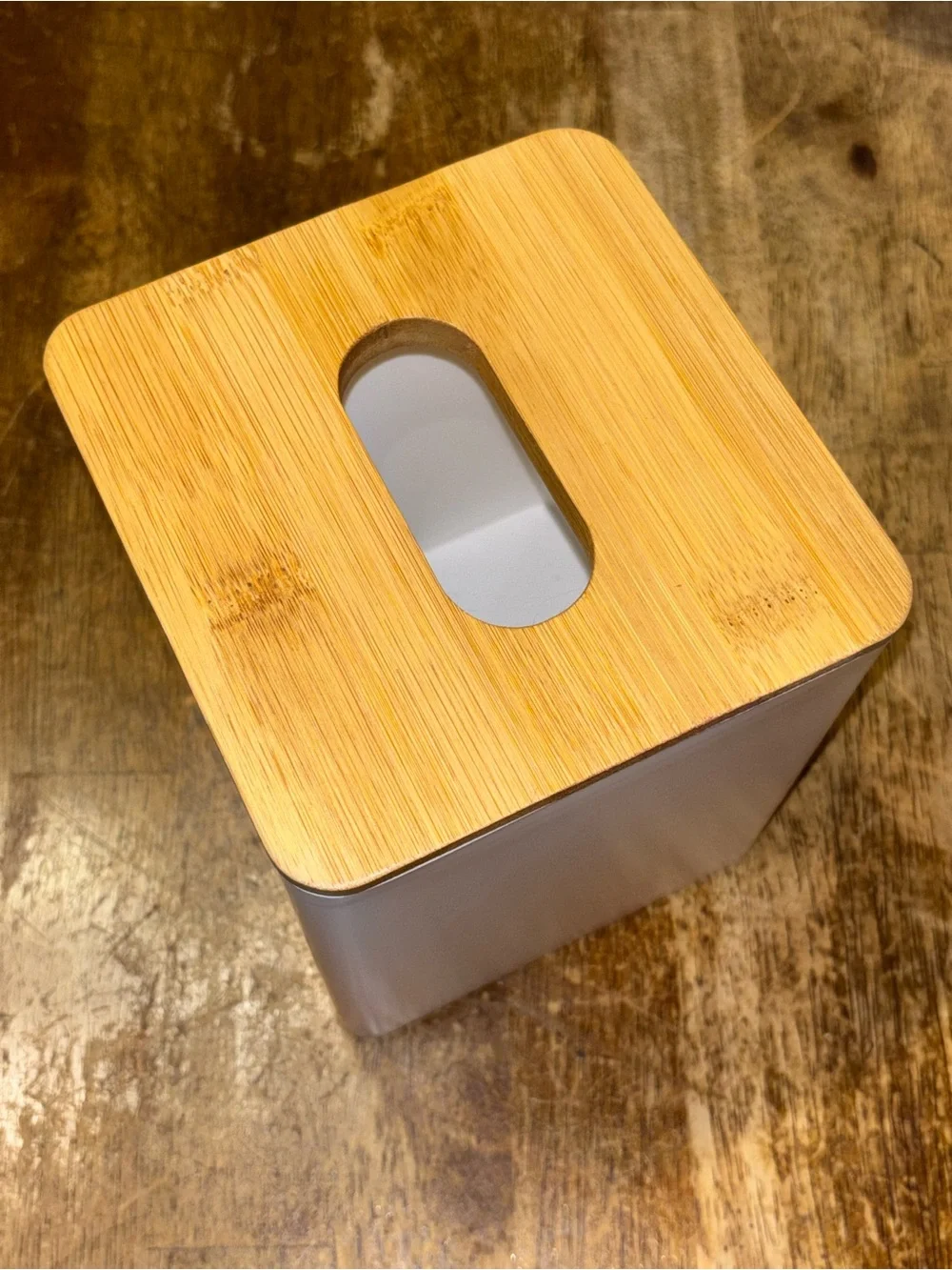 Modern Bamboo Bathroom Set Soap Lotion Dispensers Tissue Box White 3 Pc